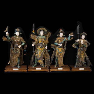 Chinese Vermeil Silver Cloisonne Enameled Warriors: DESCRIPTION: A Set of four Chinese vermeil silver cloisonne enameled woman warriors. Features four warriors each designed in complete vermeil filigree silver. Features the following: -The first featur