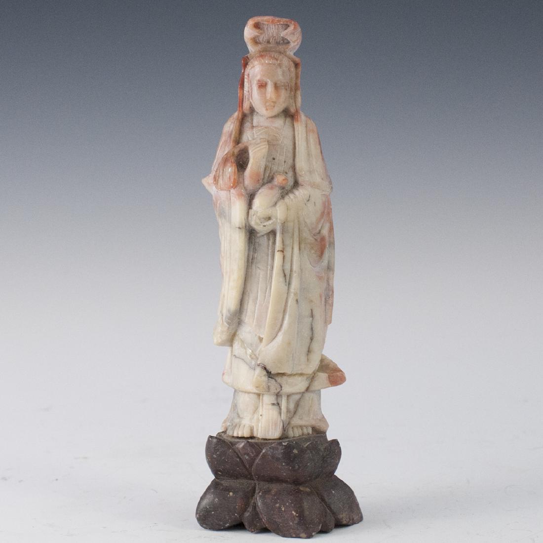 Carved Chinese Soapstone Guanyin Figurine (1 of 2)