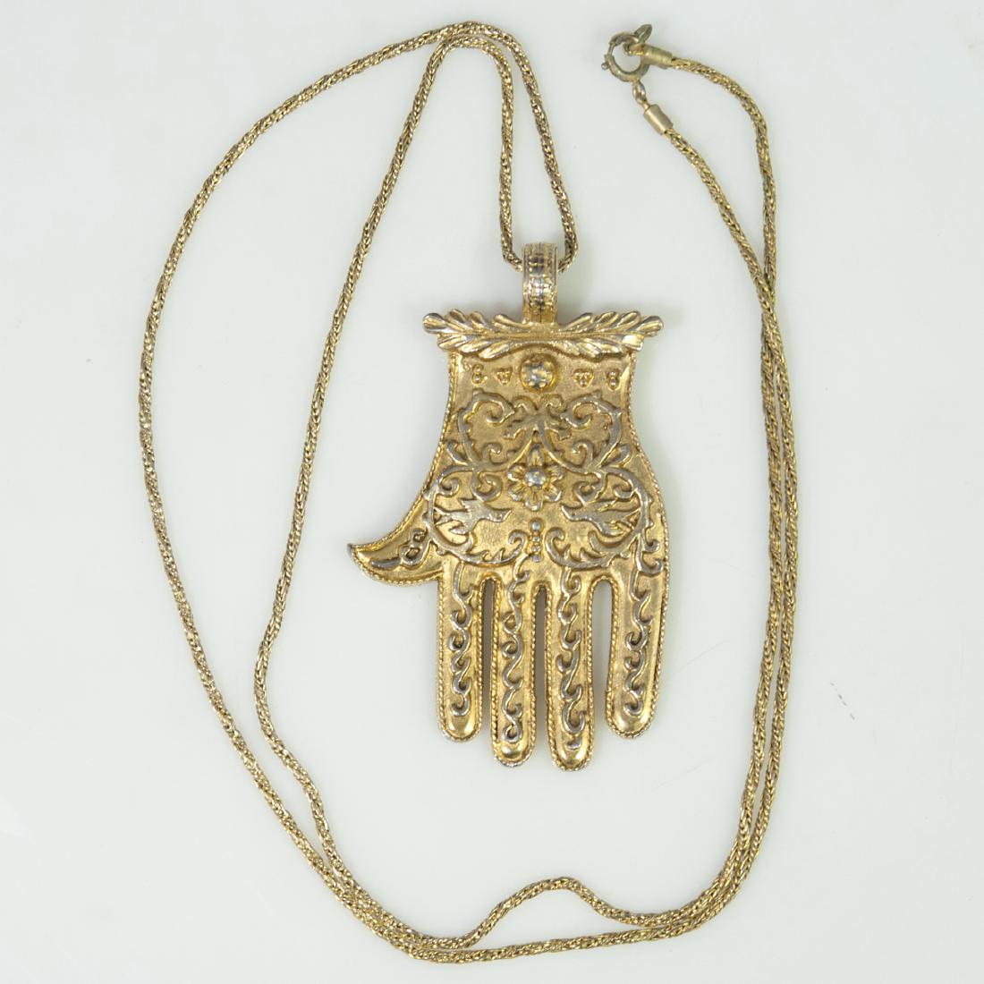 Kenneth Jay Lane Gilded Necklace & Pendant (1 of 3)