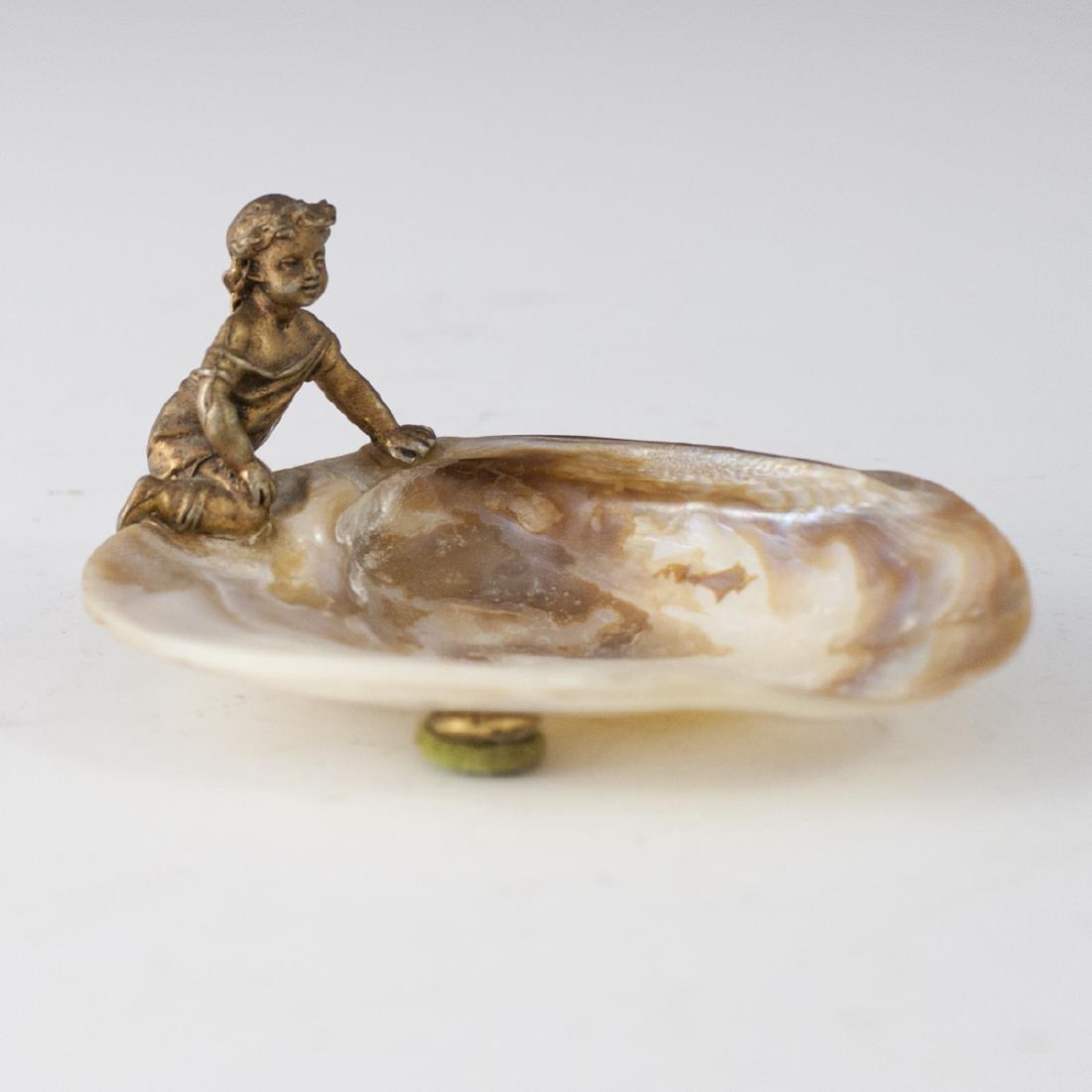 Antique Dore Bronze Mother of Pearl Figural Dish (1 of 2)