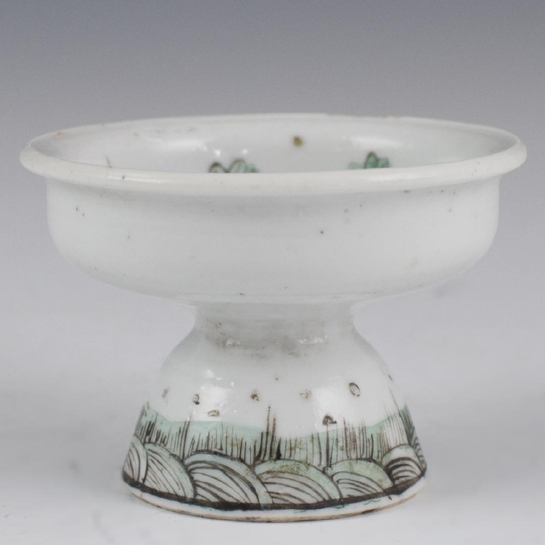 Chinese Famille Verte Porcelain Stem Cup (1 of 4)