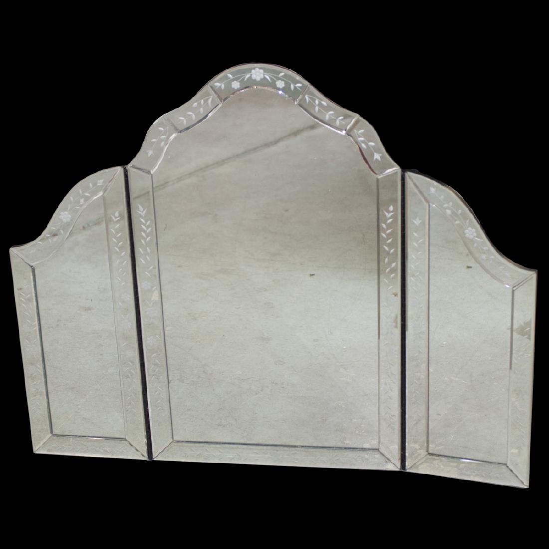 Etched Venetian Glass Triptych Mirror (1 of 1)
