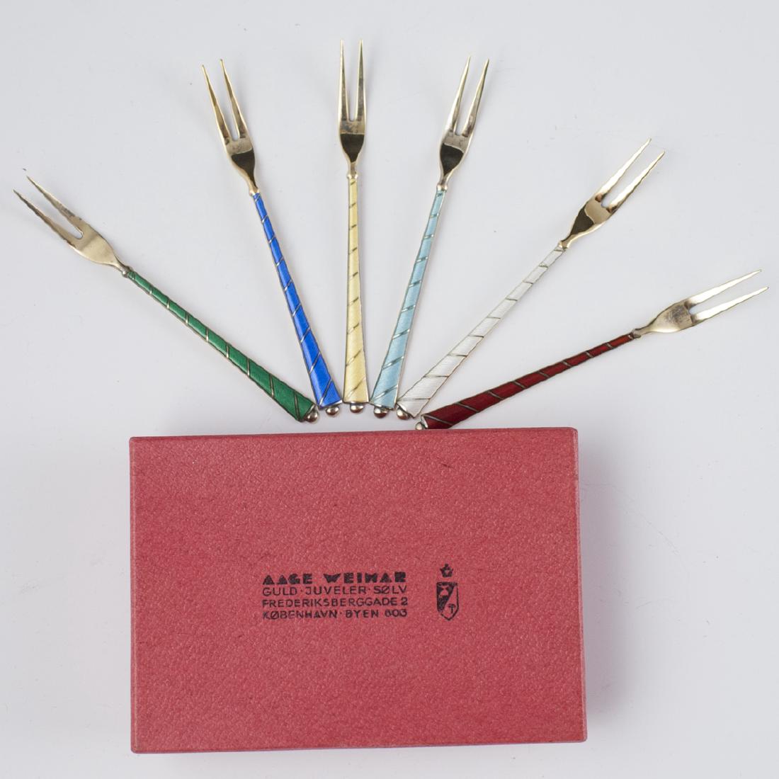 Egon Lauridsen Enameled Sterling Cocktail Forks (1 of 4)