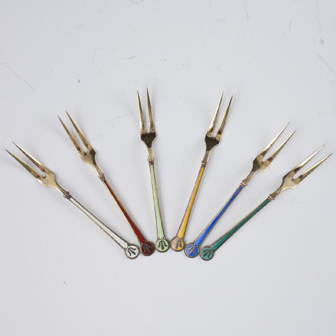 David Andersen Enameled Sterling Cocktail Forks (1 of 3)