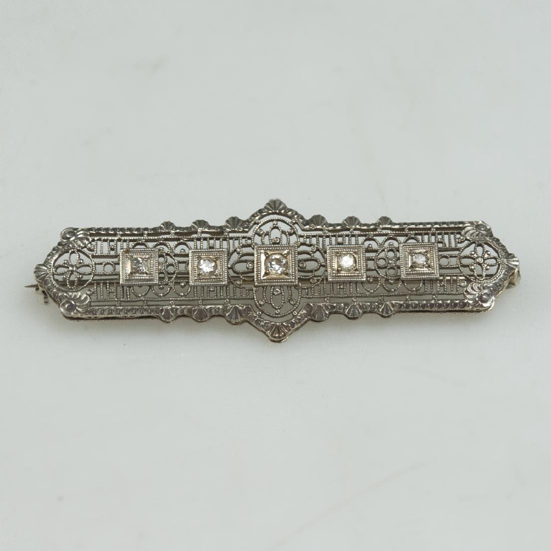 Victorian 14kt Gold & Diamond Brooch (1 of 4)