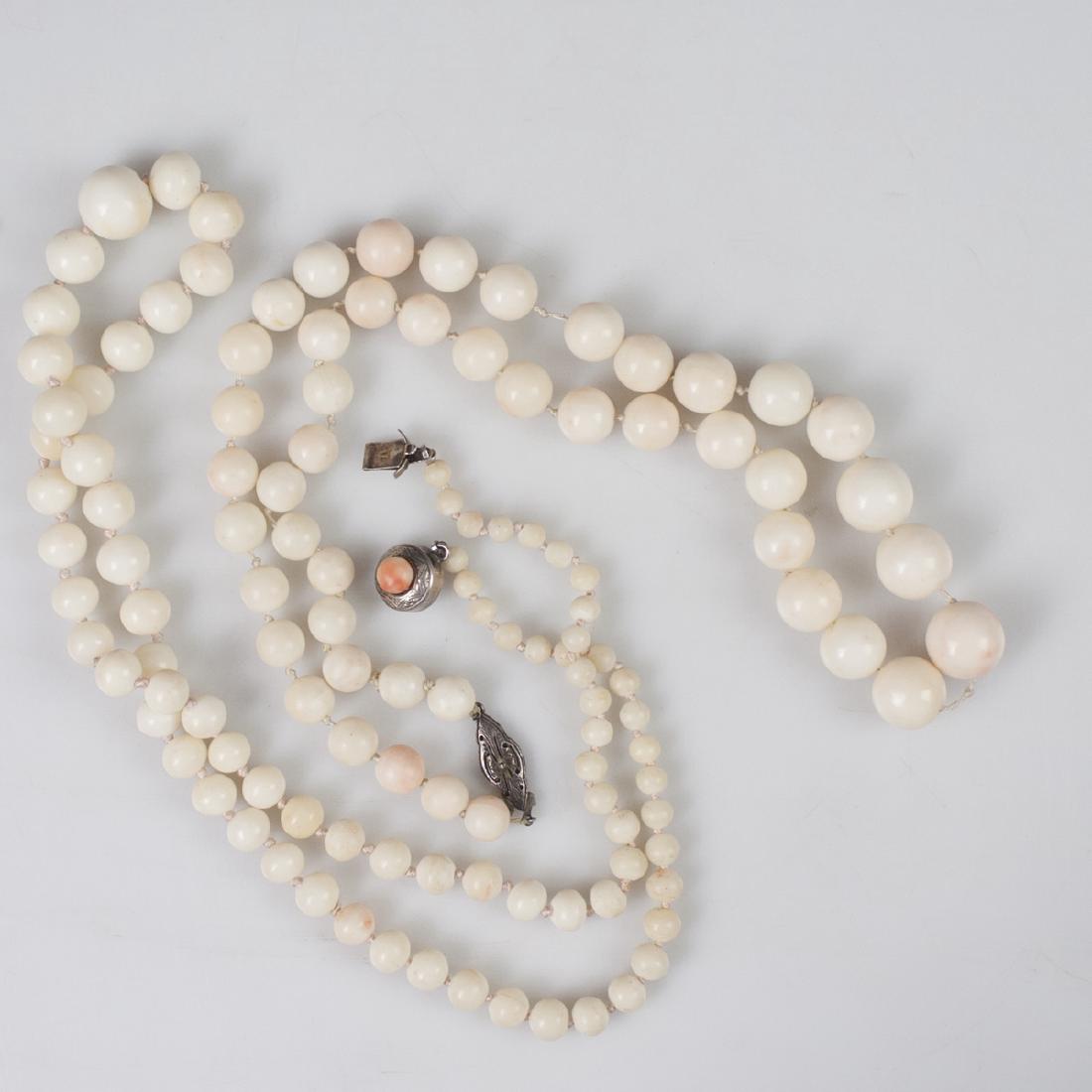 Antique Angel Skin Coral & Silver Necklaces (1 of 2)