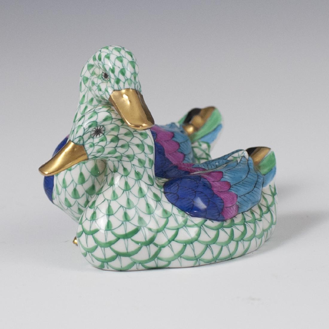 Herend Porcelain Green Fishnet Double Ducks (1 of 4)