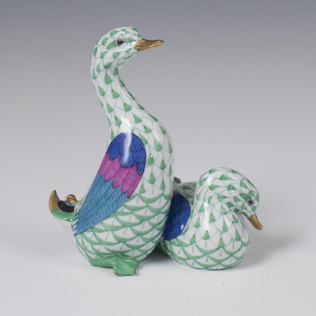 Herend Porcelain Pair of Ducks Fishnet Figurine (1 of 5)