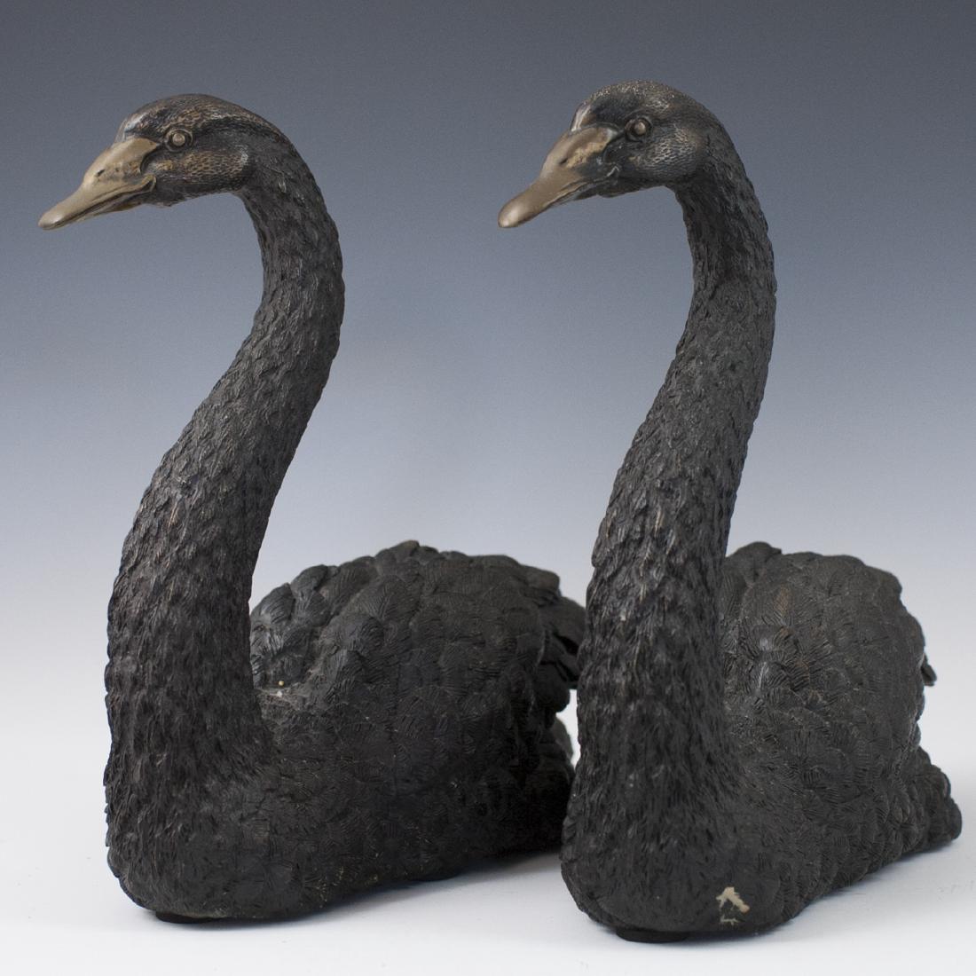 Antique Bronze Swan Sculptures (1 of 5)