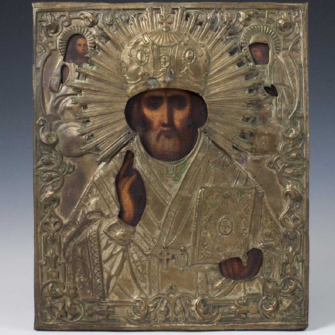 Antique Russian Mounted Brass Icon (1 of 7)