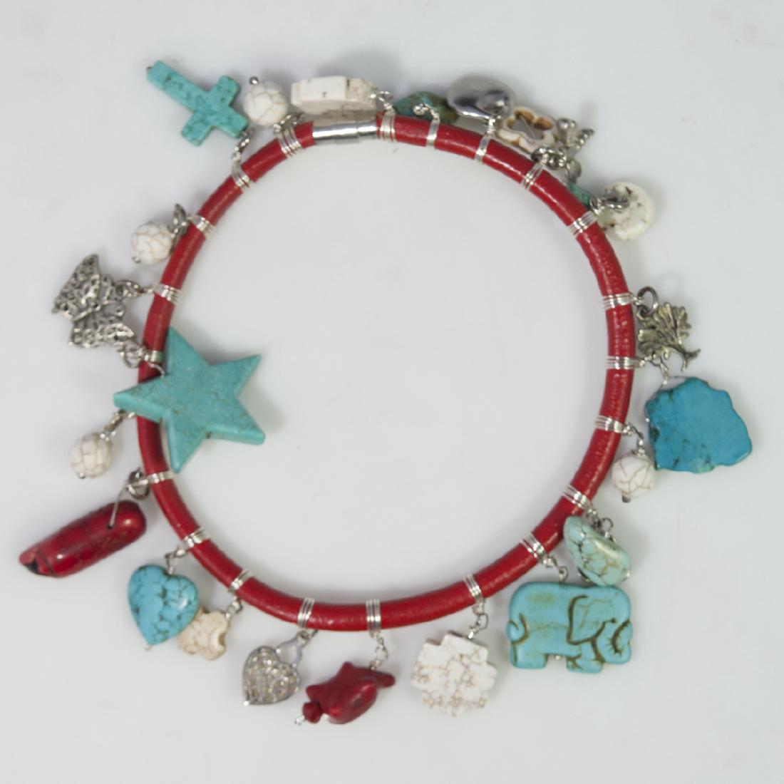 Leather Turquoise Choker Necklace (1 of 4)