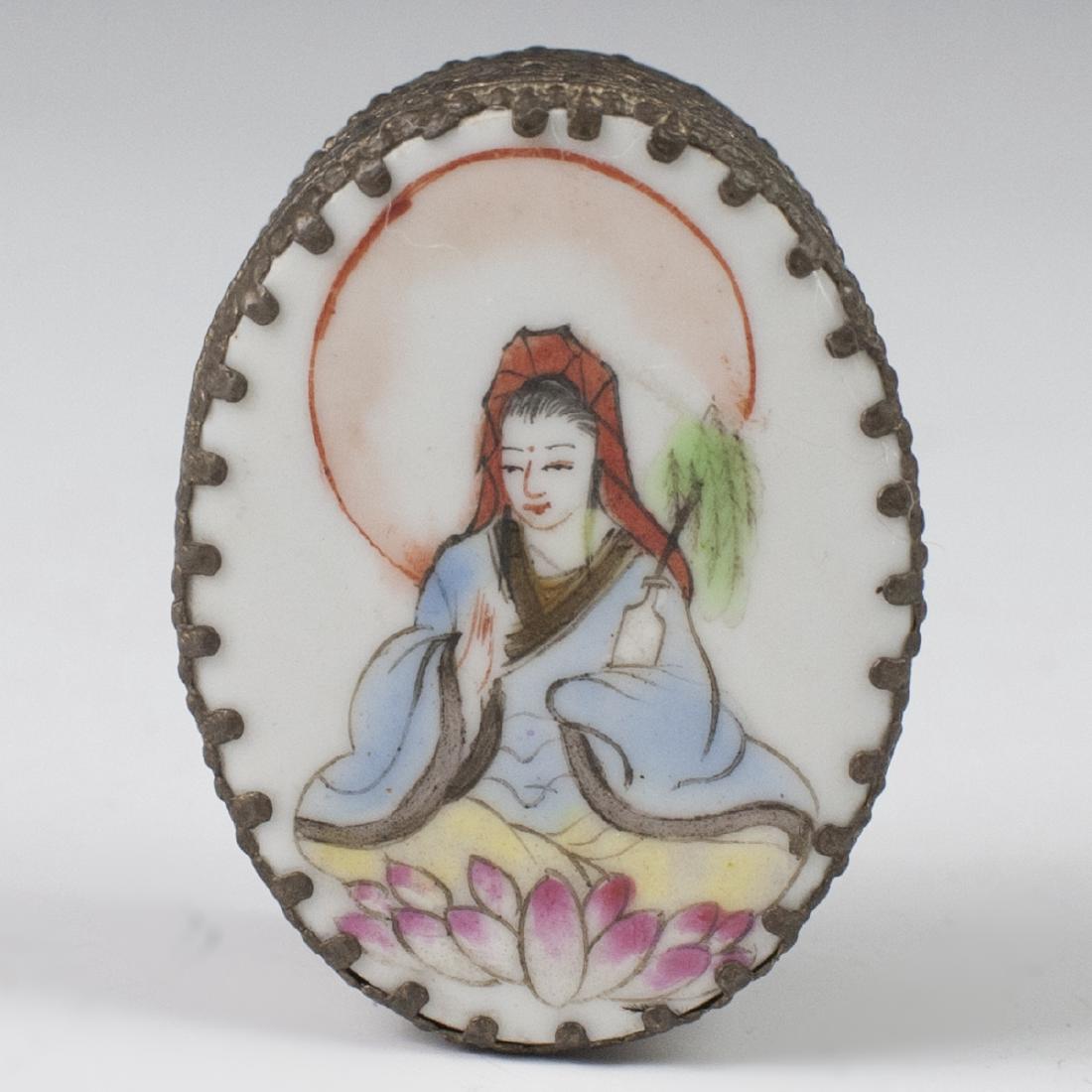 Chinese Silver Plate Porcelain Trinket Box (1 of 4)