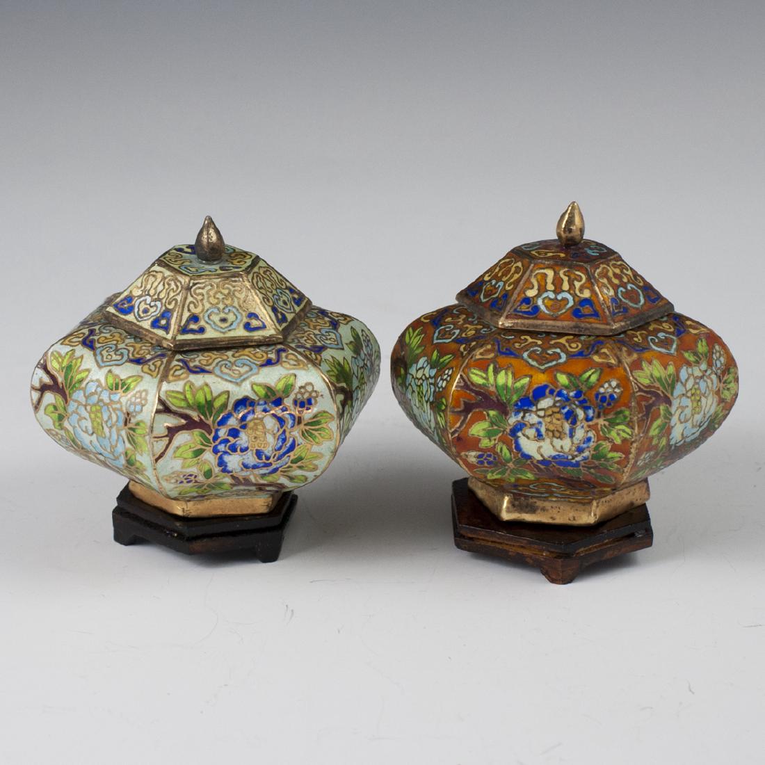 Chinese Cloisonne Enameled Jars (1 of 4)