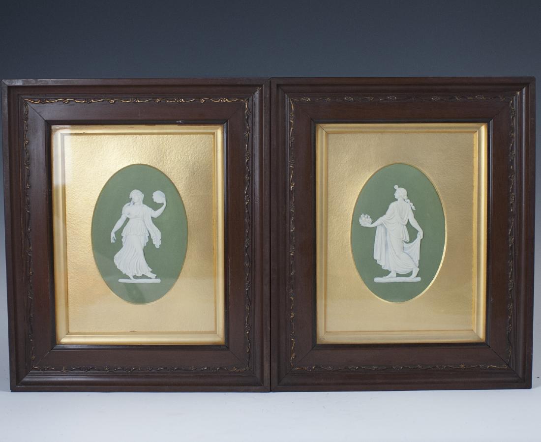 Antique Wedgwood Green Jasperware Plaques (1 of 3)