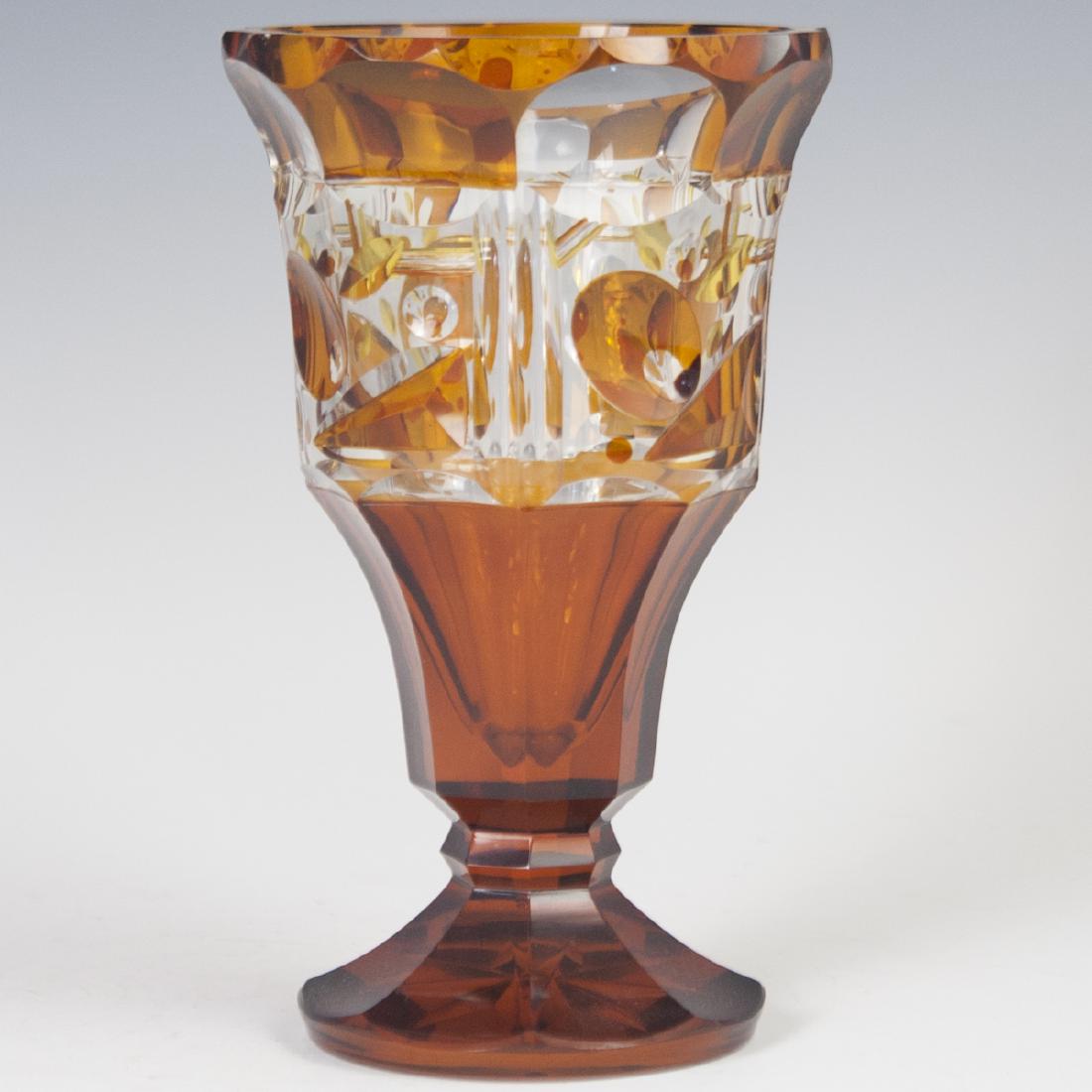 Bohemian Cut To Clear Amber Crystal Vase (1 of 4)