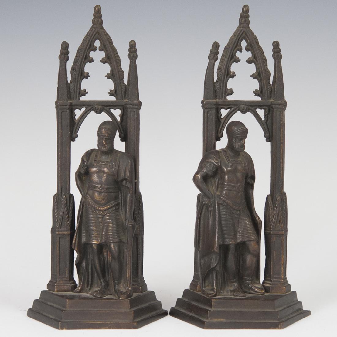 Antique Figural Bronze Gothic Style Bookends (1 of 6)