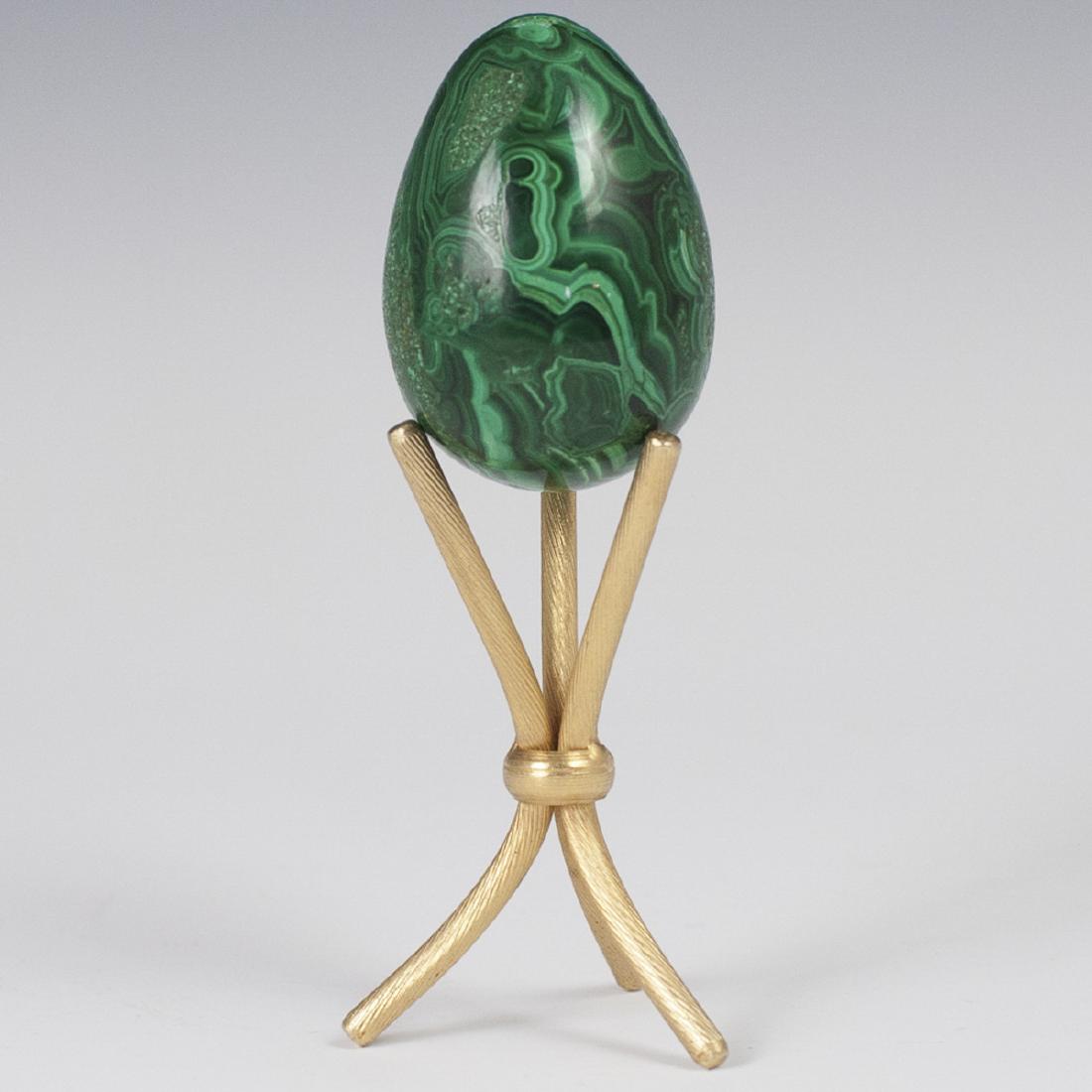 Decorative Carved Malachite Egg (1 of 4)