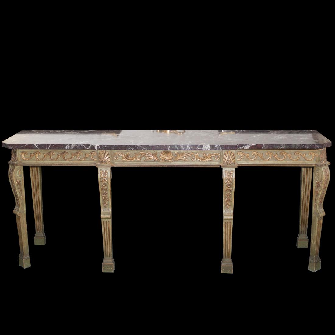 Italian Wooden Marble Top Console Table (1 of 4)