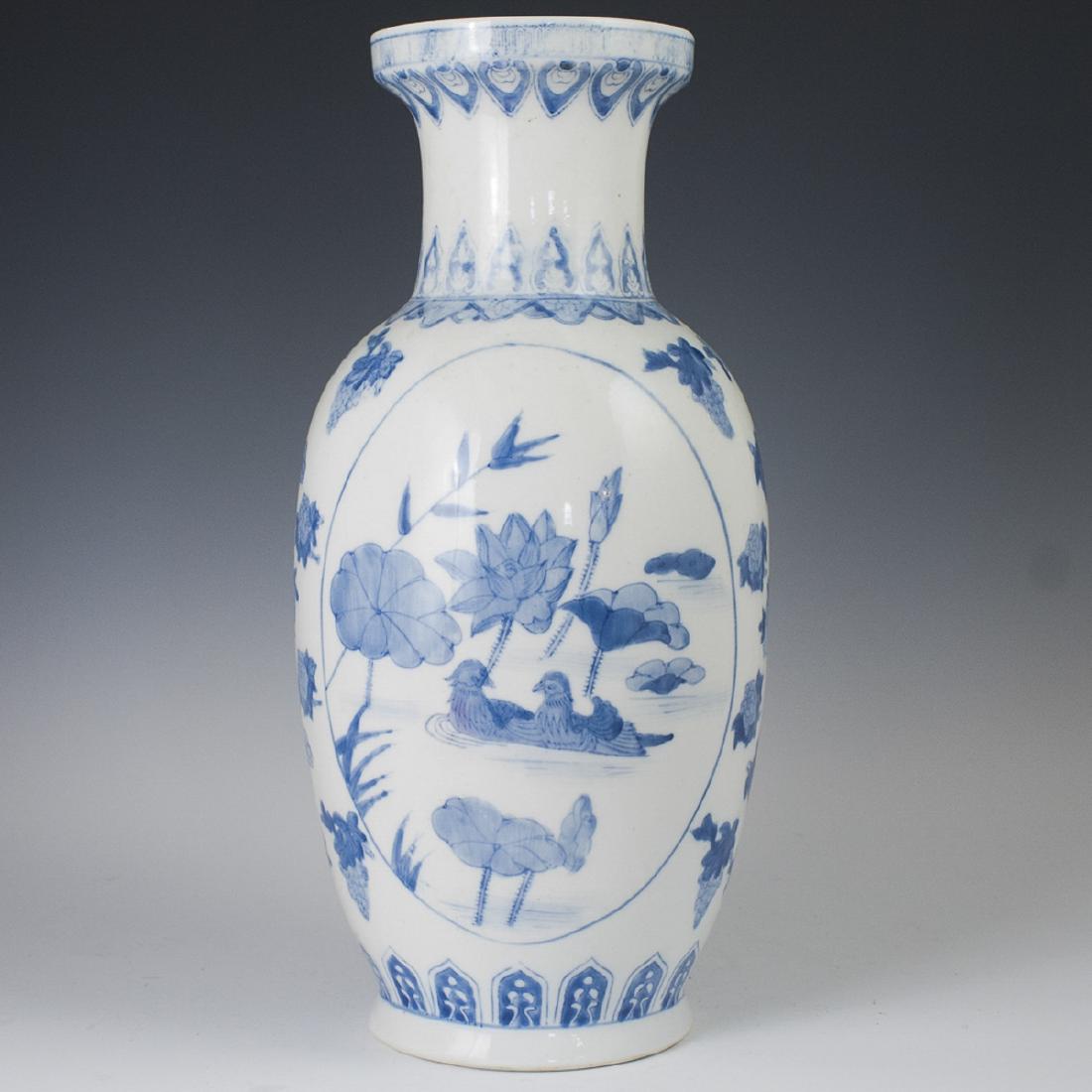 Chinese Porcelain Blue & White Rouleau Vase (1 of 6)
