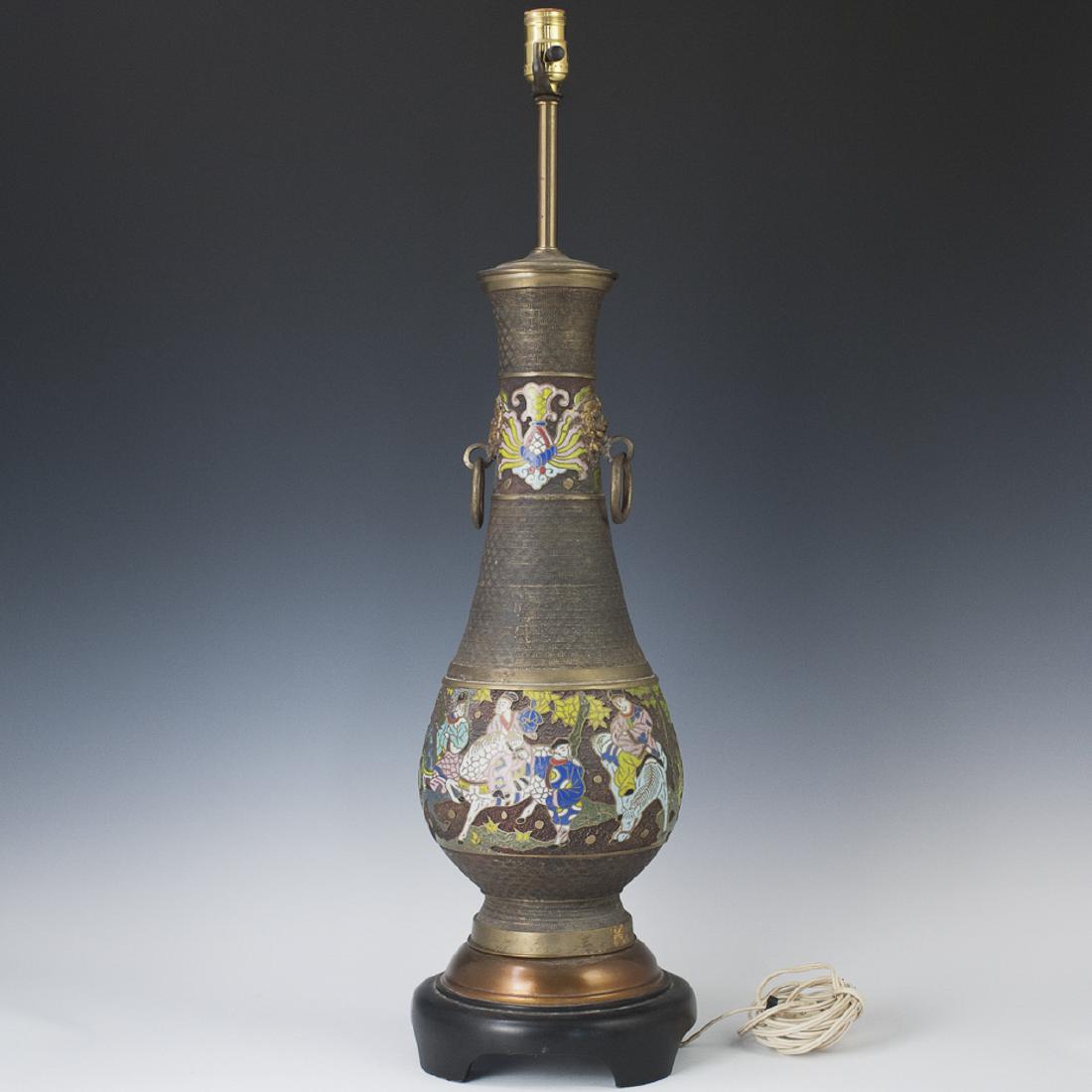 Chinese Cloisonne Enameled Bronze Lamp (1 of 6)