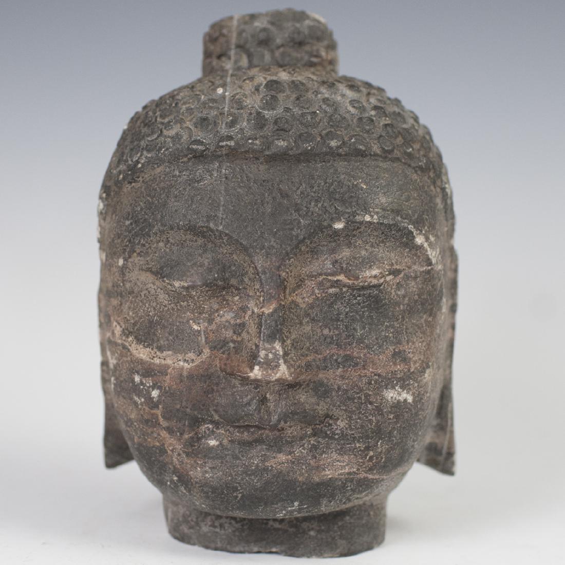 Antique Tibetan Carved Stone Buddha Head (1 of 4)
