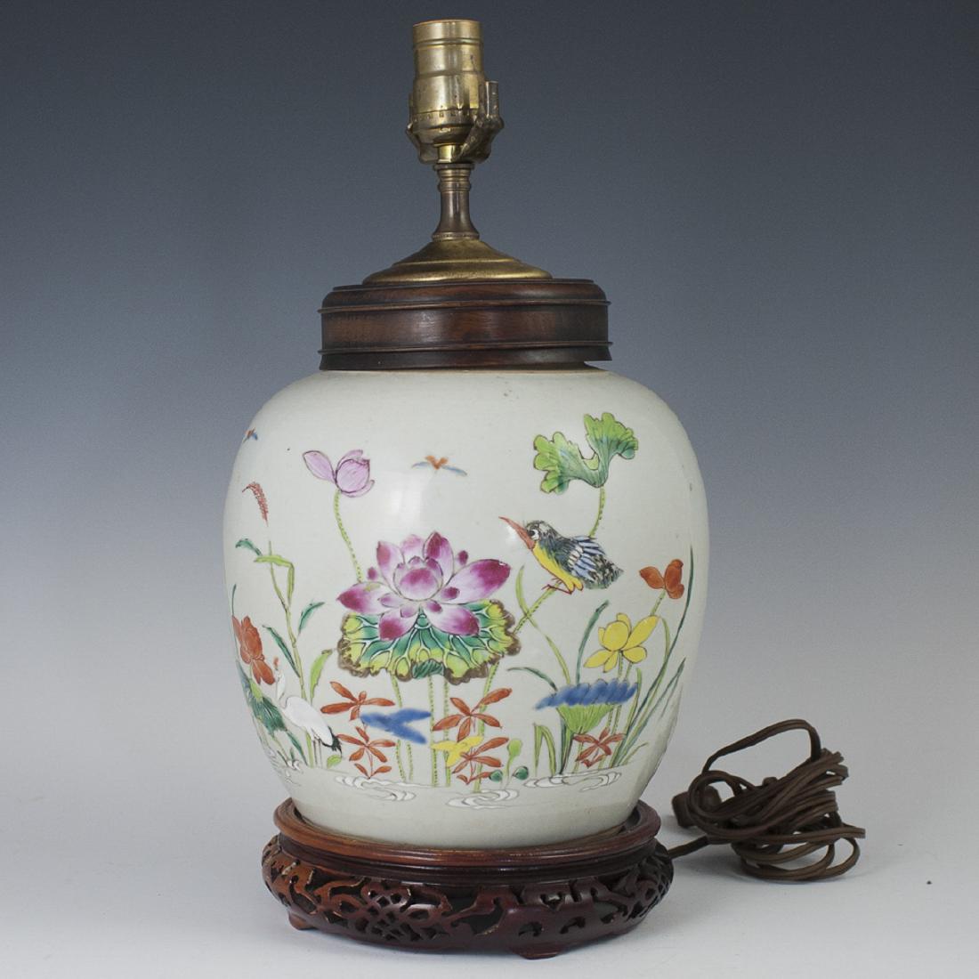 Chinese Porcelain Famille Rose Lamp (1 of 4)