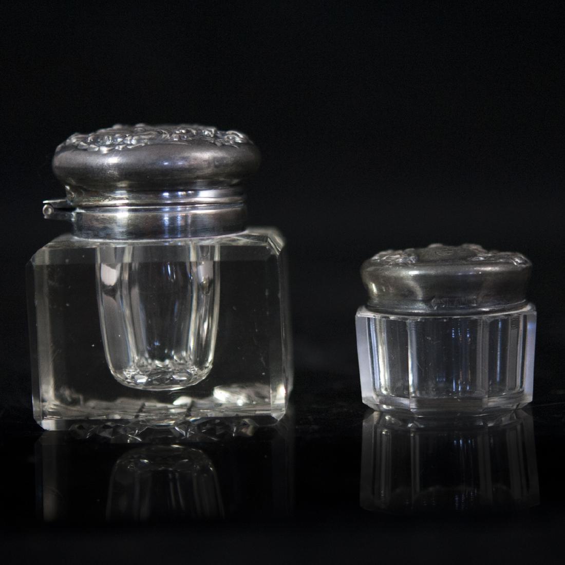 Antique Sterling & Crystal Inkwells (1 of 6)