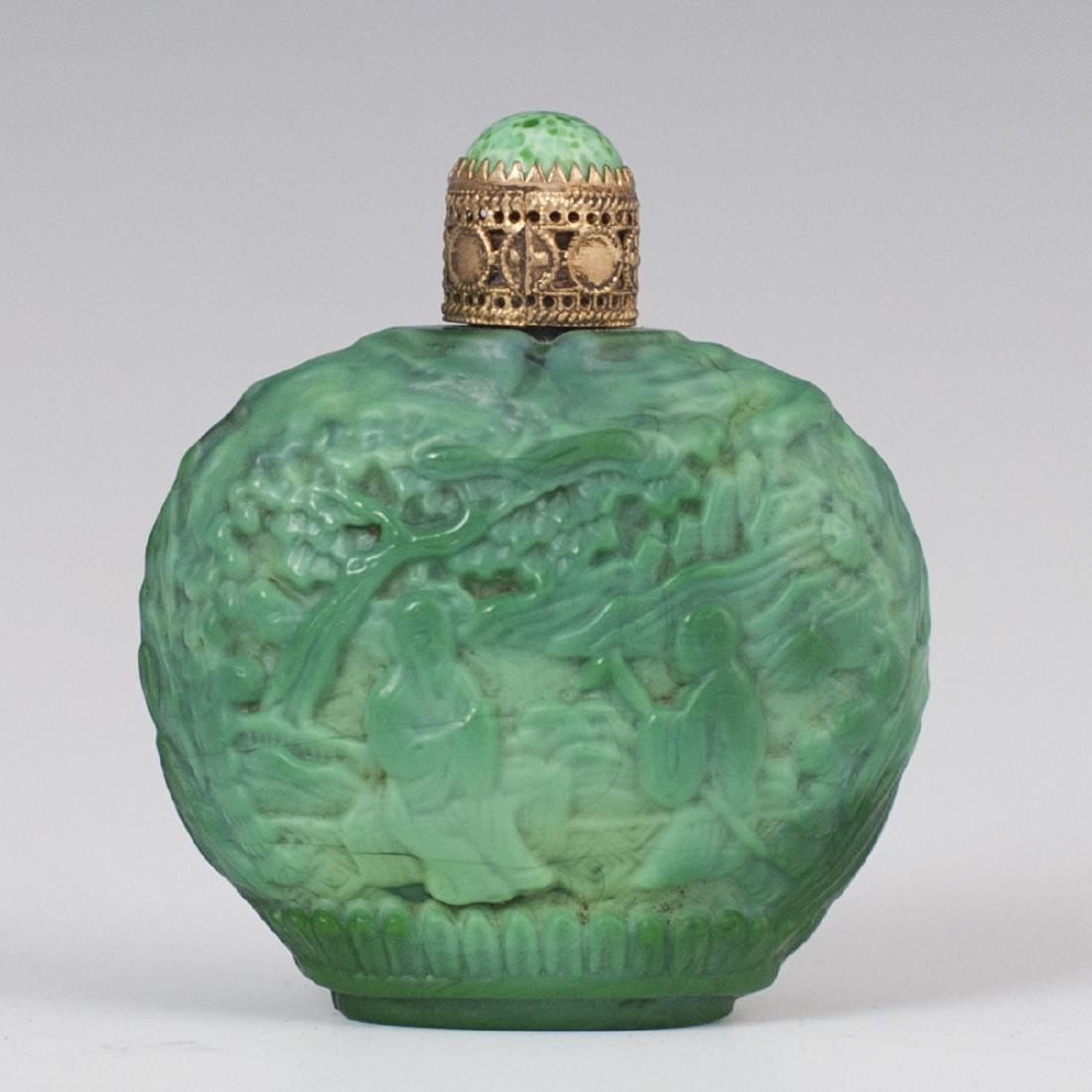 Chinese Malachite Glass Snuff Bottle (1 of 4)