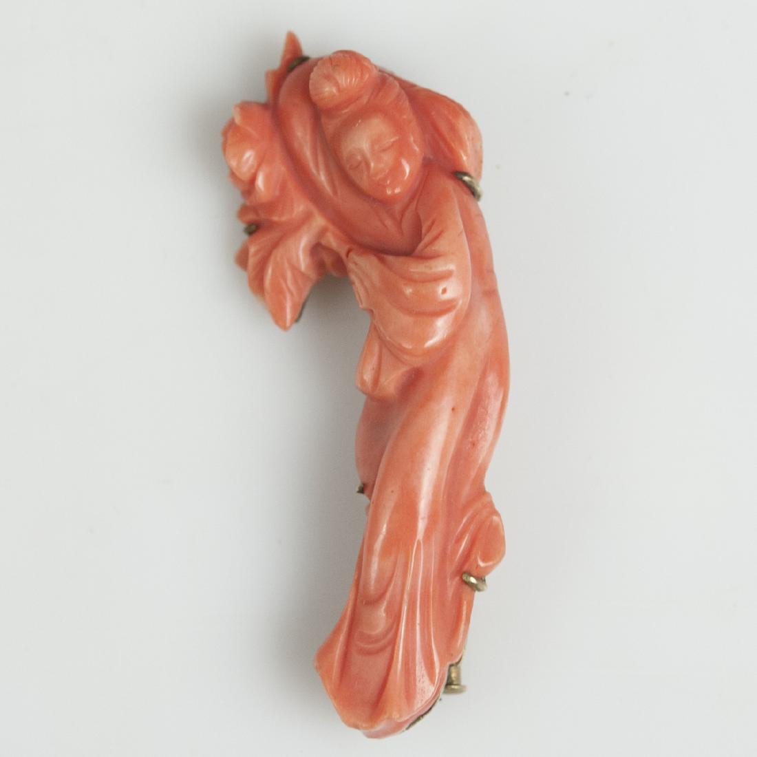 18kt Gold Carved Coral Brooch (1 of 5)