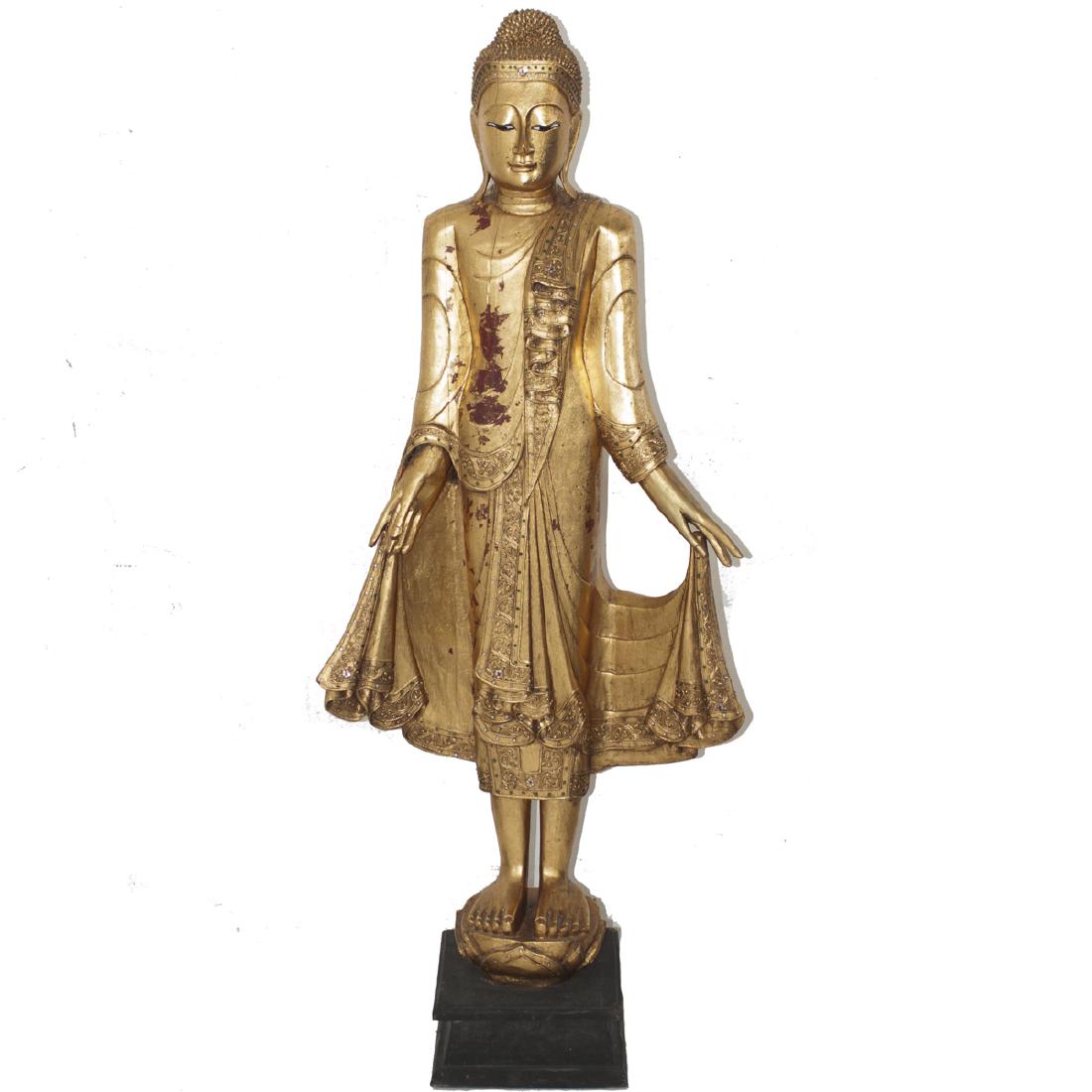 Thai Lacquered & Gilded Standing Buddha (1 of 7)