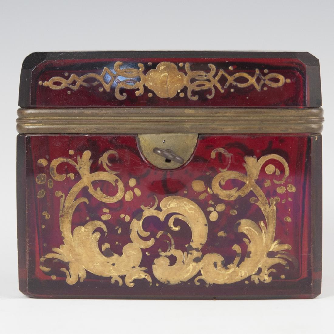 Antique Moser Ruby Glass Box (1 of 4)