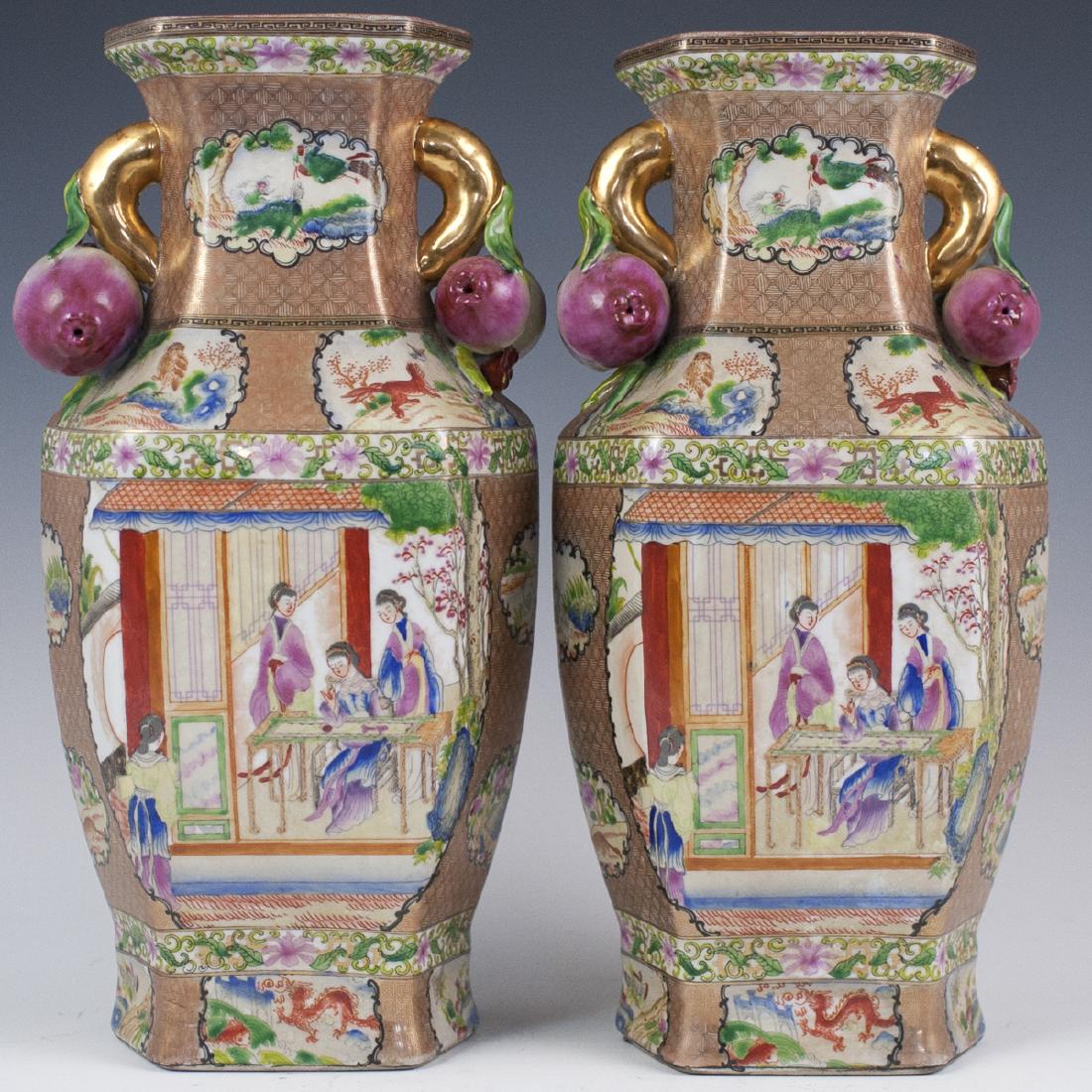 Chinese Rose Medallion Porcelain Vases (1 of 9)