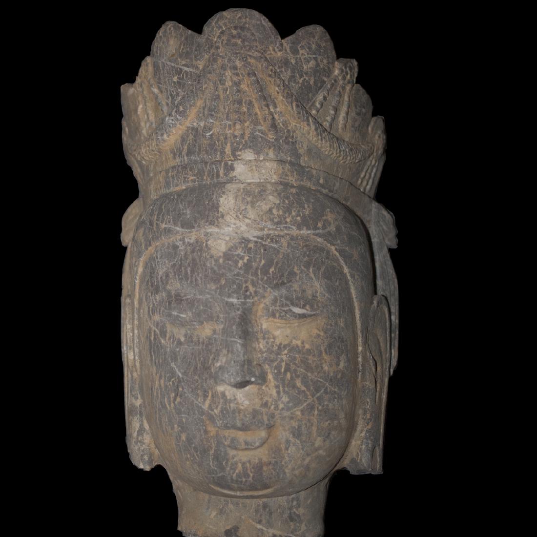 Antique Carved Stone Guanyin Head (1 of 3)