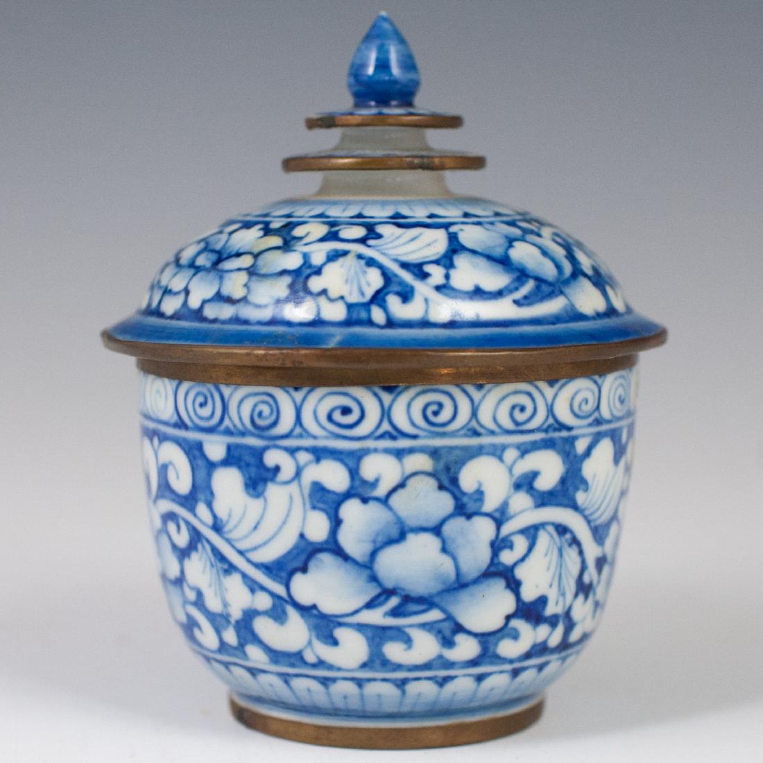 Chinese Porcelain & Brass Jar (1 of 4)
