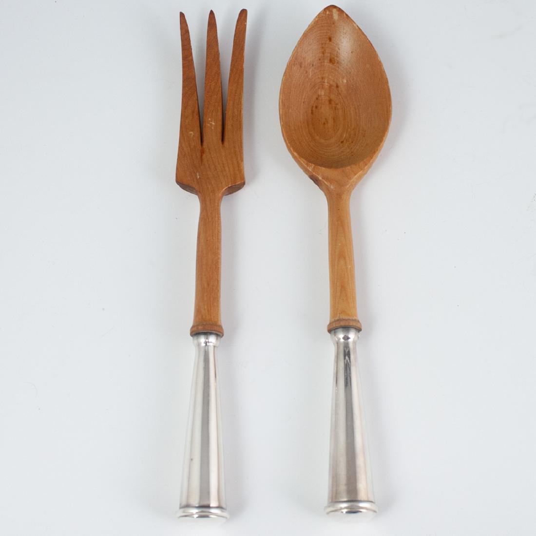 Vintage Sterling & Wood Salad Serving Set (1 of 3)