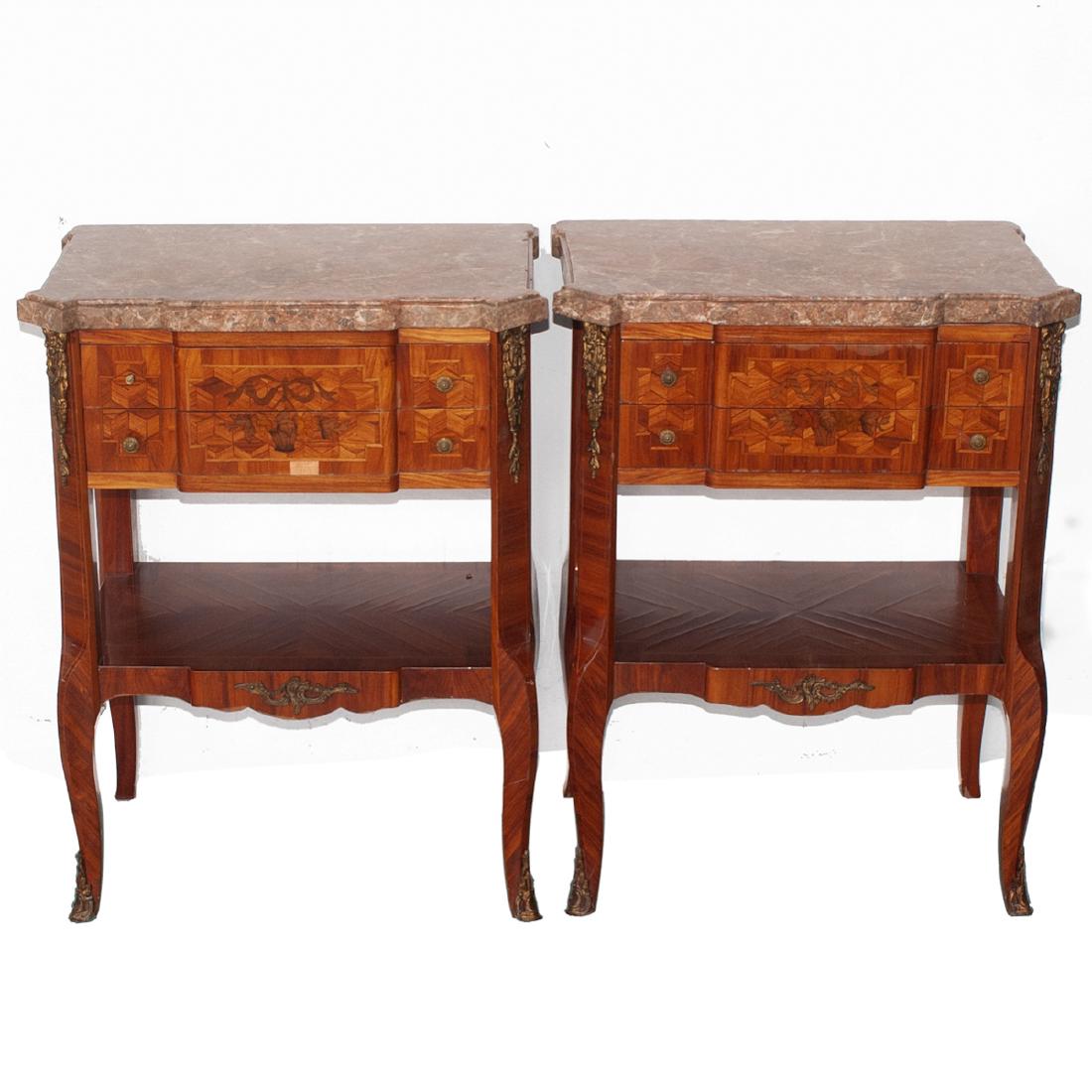 Vintage Marquetry Inlaid Wooden End Tables (1 of 6)