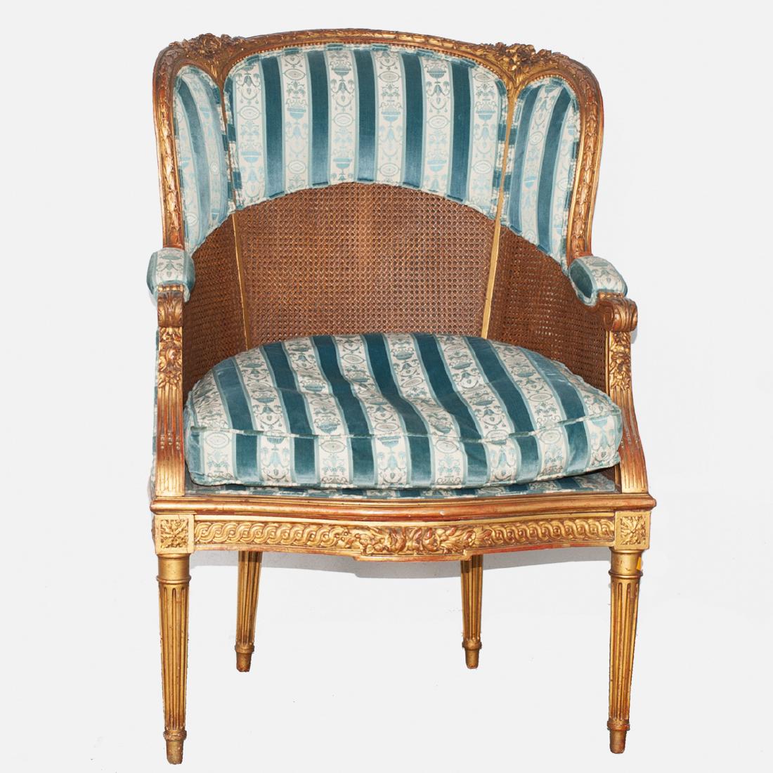 Antique French Gilt Wooden Wicker Chair (1 of 5)