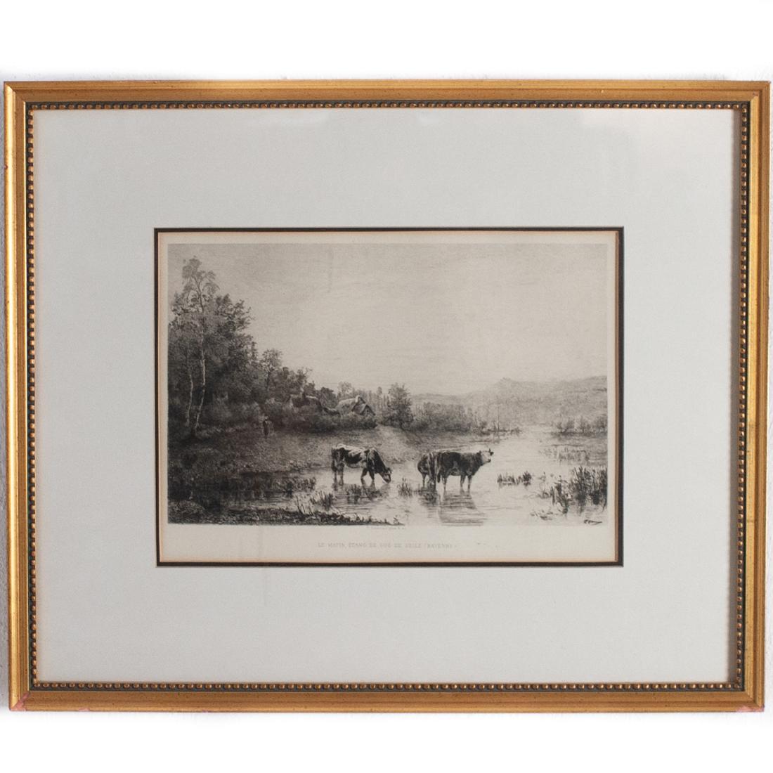 Paul Emile Leterrier Print Engraving "Le Matin, Etang (1 of 3)