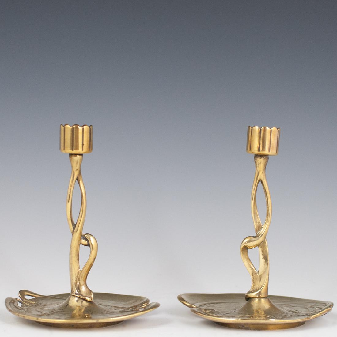 German Art Nouveau Dore Bronze Candlesticks (1 of 5)