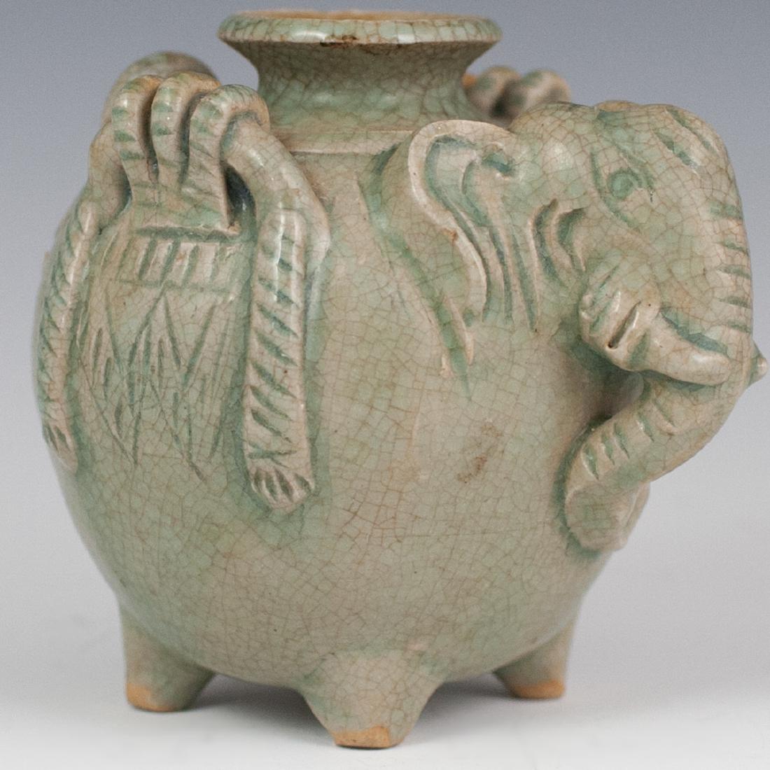 Antique Thai Sawankhalok Celadon Elephant Vessel (1 of 6)