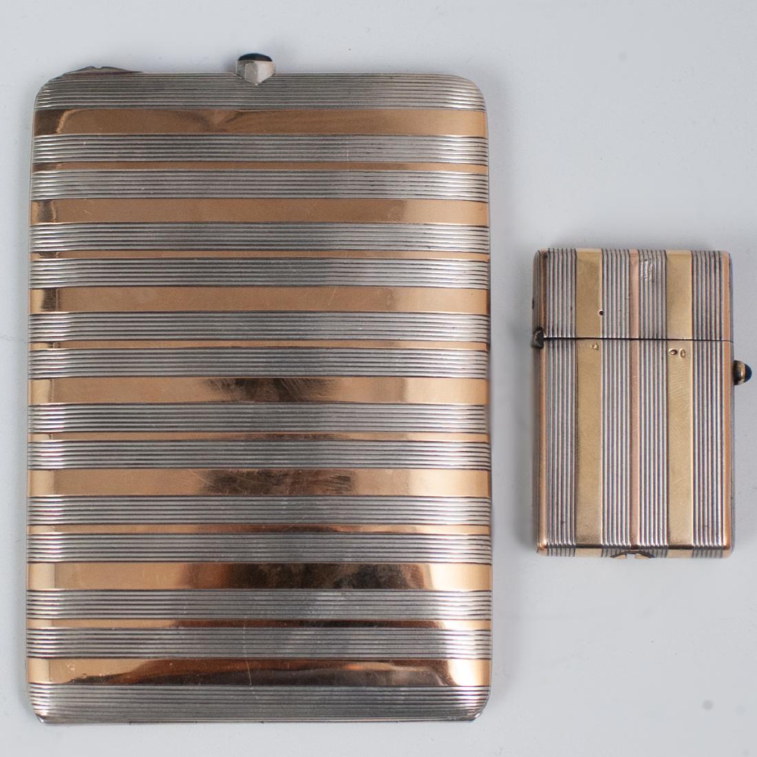 French Art Deco Sterling & Gold Smoker Set (1 of 5)