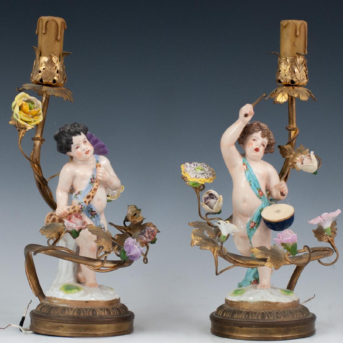 French Porcelain & Bronze Figural Lamps (1 of 6)