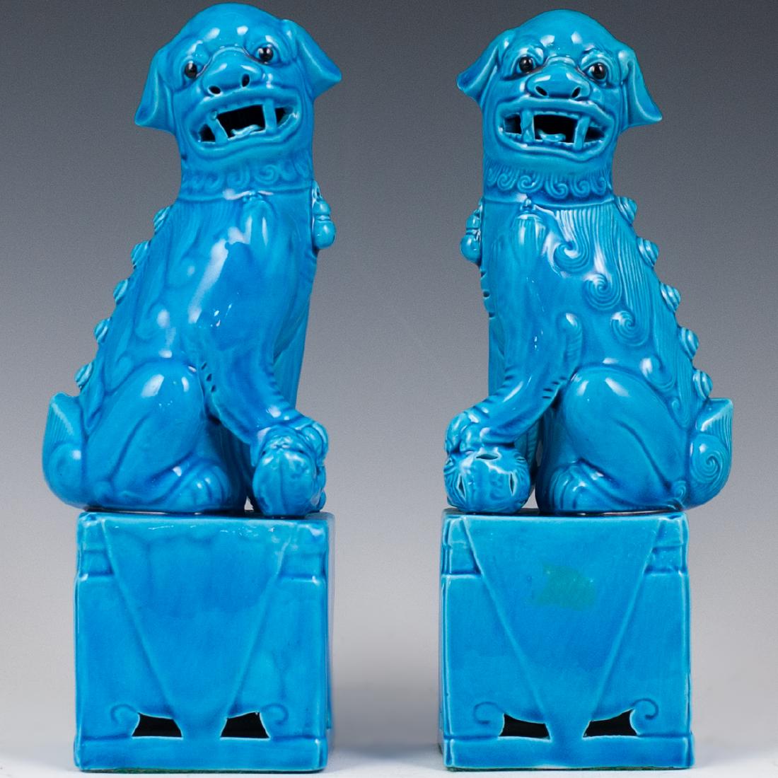 Chinese Turquoise Glazed Ceramic Foo Dogs (1 of 5)