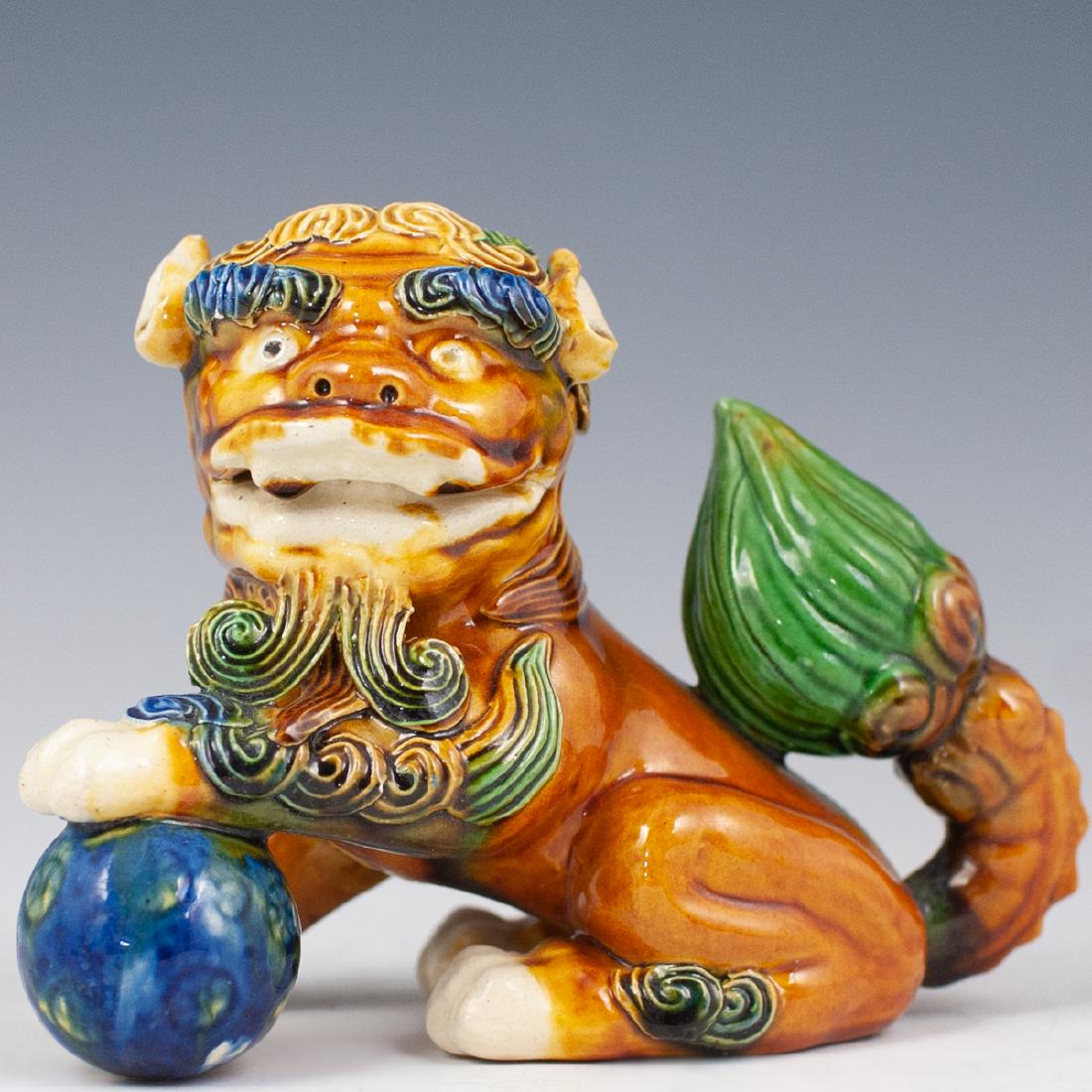 Chinese Wucai Glazed Porcelain Foo Dog (1 of 5)