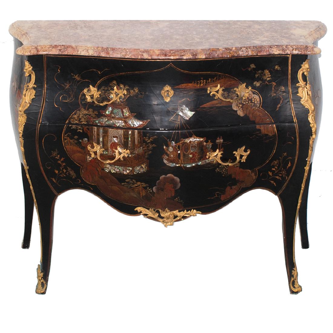 French Vernis Martin Mother of Pearl Lacquer Commode (1 of 5)