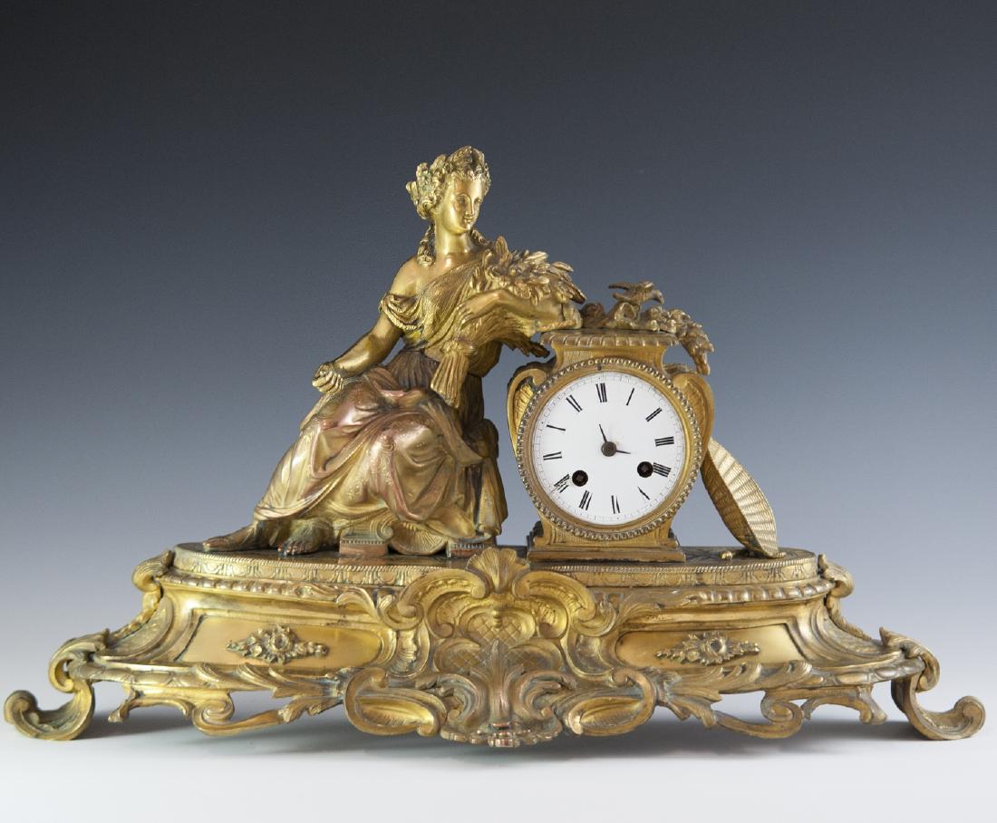 Antique French Dore Bronze Neoclassical Mantel Clock (1 of 7)