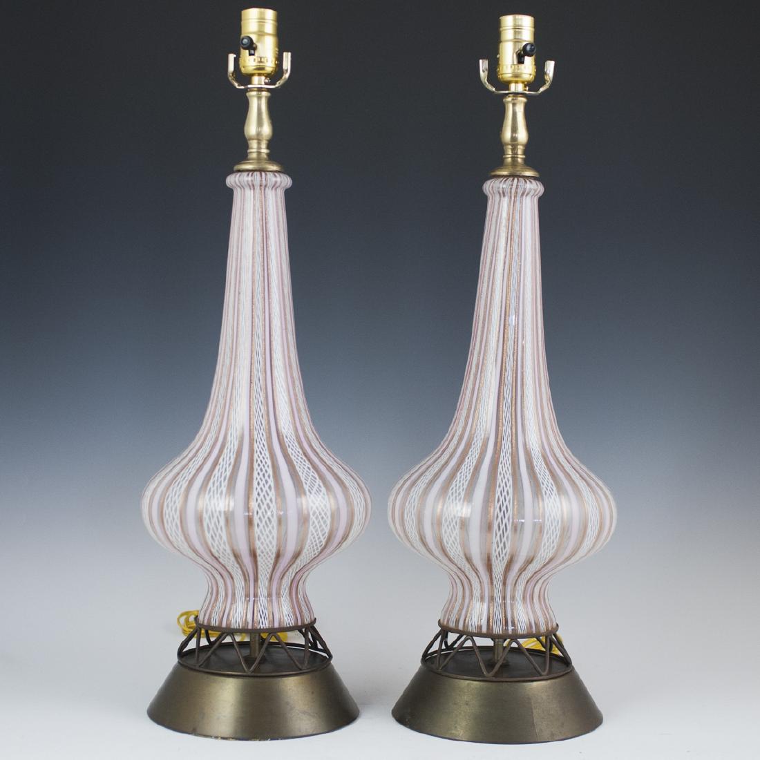 Murano Glass Mounted Metal Lamps (1 of 4)