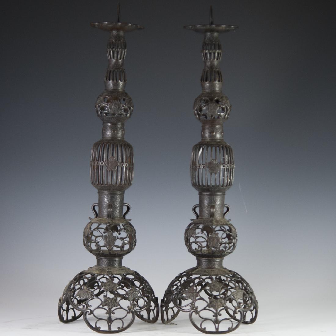 Antique Bronze Altar Candlesticks (1 of 4)