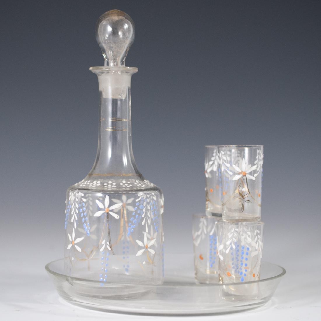 Enameled Glass Liqueur Set (1 of 3)