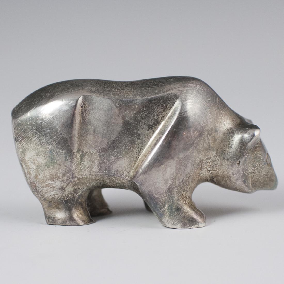 Possibly Dansk Silver Plated Polar Bear: DESCRIPTION: A Silver Plated, probably Dansk, paperweight in the motif of a standing polar bear. Not marked. CIRCA: Late 20th-21st Ct. DIMENSIONS: H:2" L:3.55" W:1.25" CONDITION: Great condition. See
